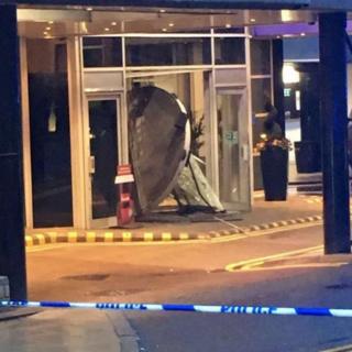 The doors of the Hilton Hotel