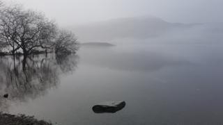 Haze over a lake