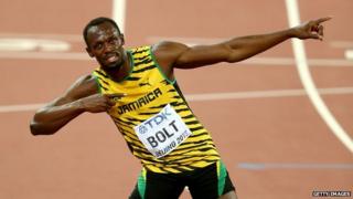 Usain Bolt celebrates
