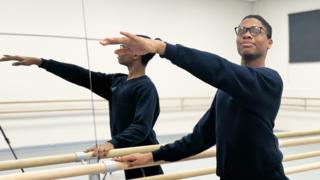 Anthony Madu in a dance studio at Elmhurst Ballet School