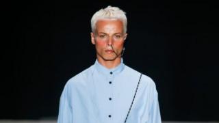 Tales Soares photographed moments before he collapsed on the catwalk. He died later at hospital