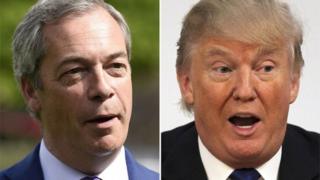 英国独立党のファラージ党首(写真左)は米国の大統領選でトランプ氏を支持していた
