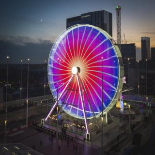 A long exposure photograph of The Big Wheel