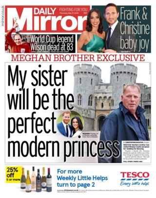 The Mirror front page