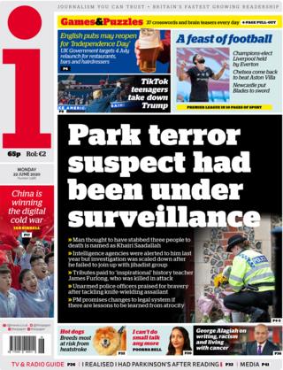 The i front page 22 June