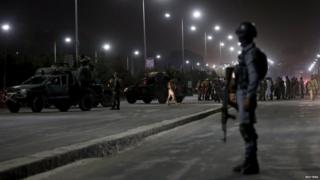 Scene of a suicide attack outside the police academy in Kabul on 7 August 2015