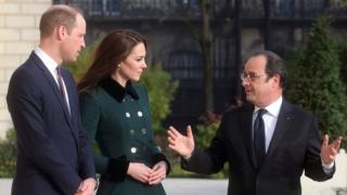 Принц Уильям и и герцогиня Кембриджская с Франсуа Олландом