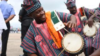 Smiling drummers in matching, colourful clothes - Wednesday 29 May 2019
