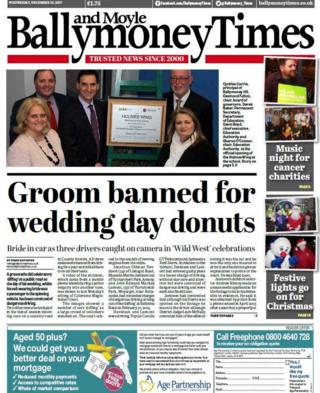 front page of the Ballymoney and Moyles Time, Wednesday 13 December 2017