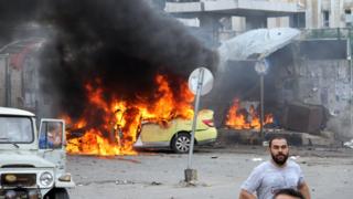 Photo released by Syrian state media showing aftermath of bomb attack in Tartous (23 May 2016)
