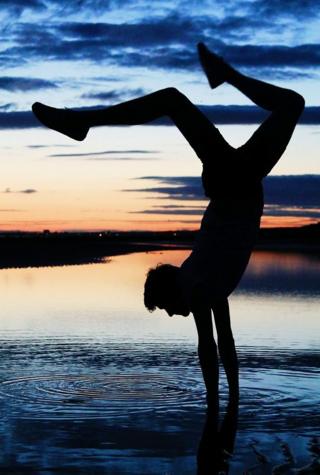 handstand on Irvine beach