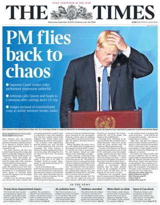 The Times front page 25/09/19