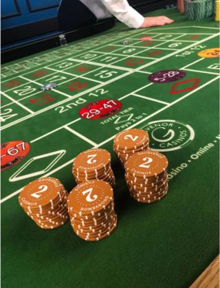Chips on a roulette table