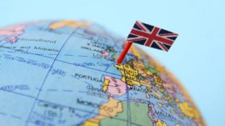 地球仪上的英国国旗