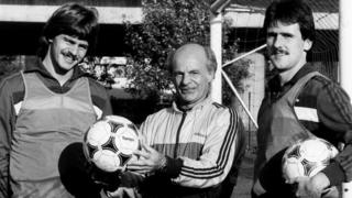 Götz (left) and Schlegel (right) picture in 1984 - a year after what Schlegel calls their "great adventure"