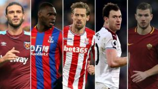 Andy Carroll, Christian Benteke, Peter Crouch, Ashley Barnes na Edin Dzeko