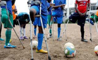 Nigeria's national amputee football team pray, Lagos, Nigeria - Friday 6 July 2018