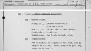 Documento do Ministério da Justiça sobre atividades políticas de Percy Geraldo Bolsonaro