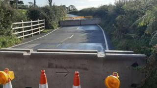 The road blocked off