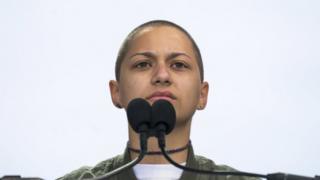 Emma González mientras daba su discurso en Washington, EE.UU.