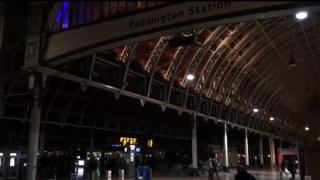 Paddington Station partly in darkness