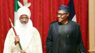 Shugaba Muhammadu Buhari tare da Sarkin Kano Muhammadu Sanusi na biyu