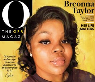 The cover of September's edition of the Oprah Magazine, featuring a photo of Breonna Taylor