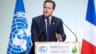 David Cameron speaking at the COP21 climate change meeting in Paris