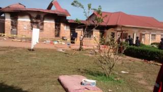 Scene of a dormitory fire at a school in Rakai, southern Uganda, 13 November 2018