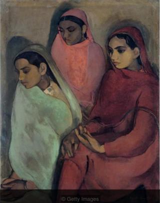 Three Girls karya Amrita Sher-Gil, 1935