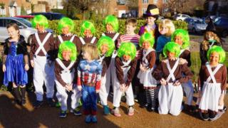 This class at Eastwick School in Surrey do Charlie & The Chocolate Factory...with two witches & a super hero thrown in too!