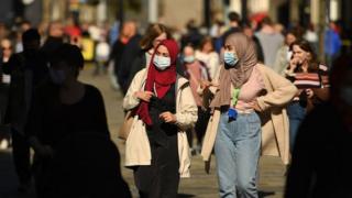 Women with masks in Newcastle