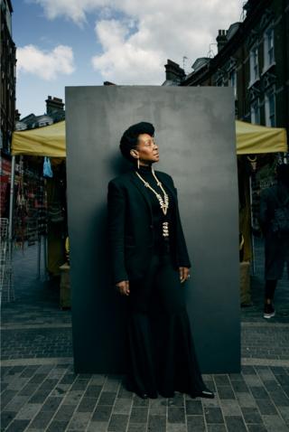 Portrait of a woman in the street