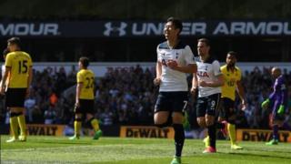 Le Sud-Coréen Son qui a signé un doublé pour Tottenham face à Watford battue 4 à 0, à l'occasion de la 31e journée de Premier League