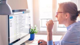 woman on computer