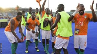 Les joueurs ivoiriens célèbrent leur première victoire à la CAN 2019