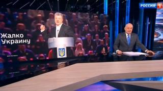 Студия "Вестей недели" с фото Порошенко
