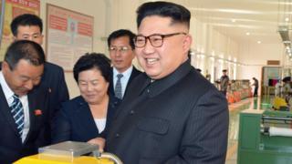 North Korean leader Kim Jong Un provides field guidance to the Mangyongdae Revolutionary Site Souvenir Factory