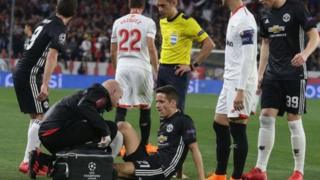Ander Herrera lokacin da ya ji rauni a wasan Sevilla