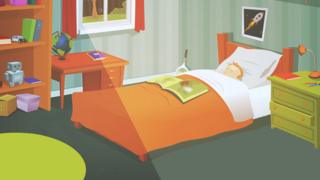 Teenage bedroom illustration