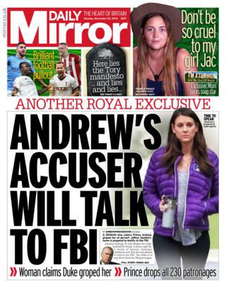 Front page of the Mirror