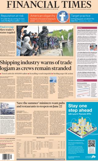 The Financial Times front page 8 June