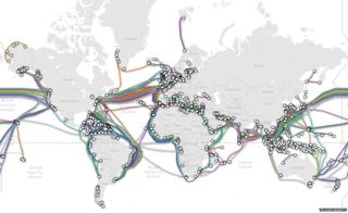 Map of the world's sub-marine cable network