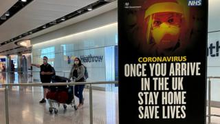 Coronavirus sign at Heathrow