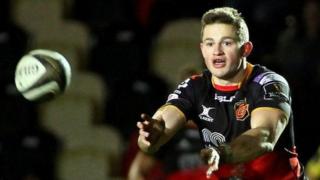 Hallam Amos in action for Dragons