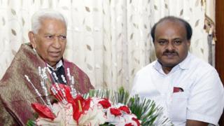 కర్ణాటక గవర్నర్ వాజుభాయి వాలాతో సీఎం కుమారస్వామి