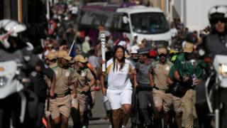 La antorcha olímpica en camino a Río.