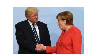 Madaxweyne Trump oo la kulmay Angela Merkel
