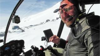 Sergey Ananov flying his helicopter in the Arctic