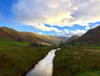 A river and fields